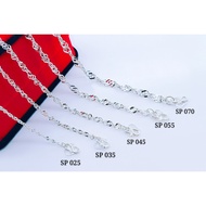 S925 Silver Necklacet (Sterling Silver) "Singapore/Wave Chain" 純銀項鏈 (Rantai Leher Perak) 水波鏈 (Rantai Gelombang) SPN