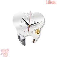LILAC Teeth Mirror Wall Clock, Creative Personality Hanging Clock, Wall Stickers Modern Home Decor Mirror Clock