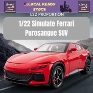 LJS1 Ferrari FUV Purosangue 1:22 Diecast SUV Sport Alloy Scale Model Car Pull Back Light and Sound