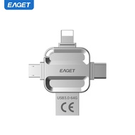EAGET i71 4-in-1 OTG USB3.0 Flash Drive 4 Ports Lightning Type-C Micro USB Metal Pendrive High Speed