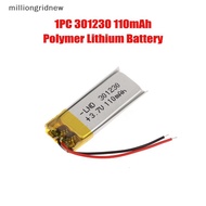 [milliongridnew] 1pc 3.7 V 301230 110mAh Polymer  Rechargeable Battery Used For  Headset MP3 MP4 Acc
