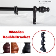 Accessory Wooden Curtain Rod / Aksesori Kayu Tapak Langsir - Double Bracket Dark Walnut , Mahogany ,