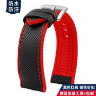 NEGHU สำหรับ Breitling Hamilton Seiko Omega Tissot Nylon Fluoro ยาง Watchband สร้อยข้อมือซิลิโคนนาฬิ