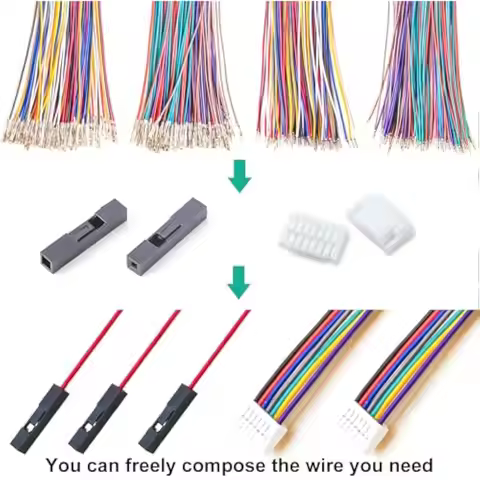 GH1.25 JST to 2.54mm Dupont Connector Kit with Pre-Crimped 28AWG Cable GH-to-Dupont for Electronics