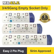 [Sirim] NESUX Empty Socket Only 3/4/5 Gang Extension Trailing Socket Plug Adaptor Easy For 2 Pin Plug