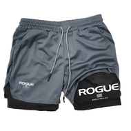 Fashion Trend Gym Men's Sports Shorts 2 in 1 Double Layer Skinny Shorts Sports Shorts 7.6