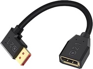 Danfetsoy Left Angle DP Male to Female Cable, 54Gbps Displayport Cable 2.1 for Alienware, LG Ultrage