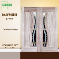 Goodoor Pintu Utama Kayu Kedondong Cermin Double Leaves Solid Door KDD SA071 - High Quality Double D