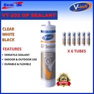 6 Tubes X V-TECH GP Sealant VT-202 Clear/ White/ Black