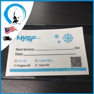 NYGP PREMIUM MILEAGE STICKER ENGINE OIL GEAR ATF OIL CAR AIR COND OIL CABIN FILTER SERVICE WINDSCREEN STICKER