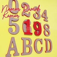 MERAH 3D Embossed Red Acrylic House Number Equipped with Double Tape House Number