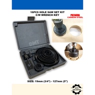 11Pcs/16Pcs Hole Saw Set Mata Drill Penebuk Lubang Kayu Woodwork Drill Bit Hole Saw Cutter Tool Kit