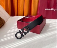 Ferragamo 黑紅雙面牛皮黑扣皮帶 多尺寸可選