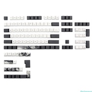 dingdongaa Ink Lotus Mechanical Keyboard Keycaps 124PCS OEM Profile Dye Sub for Key Cover for Cherry