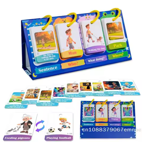 [ZYAS]Sentence Building Flip Chart, Sentence Making Training Based On Pictures, Sentence Builder Gam