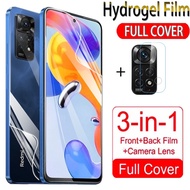 3 in 1 Hydrogel Protection Film For Xiaomi Redmi Note 11 10 pro 11pro 10pro 11s 11t 10s Note11pro Note11s Note10pro Note10s 4G 5G Front Back Soft Screen Protector Hydrogel Film Camera Back Lens Protective Film Not Tempered Glass