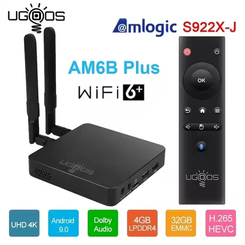 UGOOS AM6B Plus Amlogic S922X-J 2.2GHz Tv Box Android 9.0 Wifi 6 DDR4 4GB 32GB 4K Set Top Box 1000M 