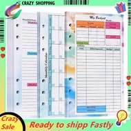 82 Sheets A6 Budget Planner Refill Notepad 6 Hole For A6 Binder Cover Save A