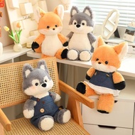 50cm Standing Fox/Wolf Plush Toys Wearing Jeans Dresses Lovely Toys Creative Plush Huggable Doll