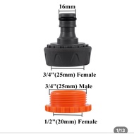 Connector 1/ 2 inch 20mm to 3/4 25mm Female Inner Thread to Hose PE 16mm Quick Joint Coupling Adapte