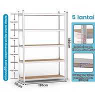 KENZZO Rak Besi Serbaguna 5 Susun /Rak Besi Gudang/Rak Besi Warung/Rak Besi Siku