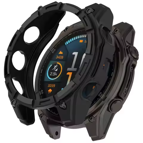 For Garmin Tactix 8 51mm TPU Watch Case Hollow-Out Rugged Bumper Cover - Black