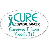 CafePress Cure Cervical Cancer 2 Oval Sticker Oval Car Bumper Sticker