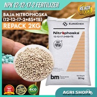 Agrishop Fertilizer Nitrophoska Blue BEHN MEYER 12-12-17-2 (2KG) Baja Buah Cap Singa Kuda 2KG