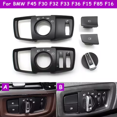 F45 F46 F30 F32 F15 F16 F85 F86 Car Dashboard Headlight Switch Rotary Button Cap Headlamp Cover Pane