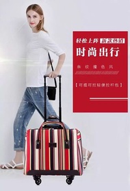 16吋/18吋紅色條紋超輕便手提旅行拉桿包條紋牛津布男女旅遊包行李箱登機箱