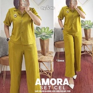 Goodsajifsn - Women's Fashion Lady Crush Blouse and Long Pants Set