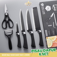 Pisau Set Dapur Stainlees Tajam 6 in 1 Pisau Set hitam