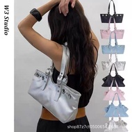 Korean Niche Brand hieta Punk Style Tote Bag Rivet Motorcycle Bag Large Capacity Metal Buckle Should