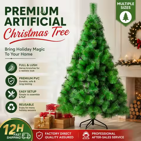 Slim Pencil Artificial Christmas Tree 3-8FT Green Space Saving Xmas Tree with Metal Stand for Home O