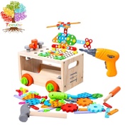 Kids Wooden Tool Set with Electric Drill Toy Montessori STEM Educational Pretend Play Construction T