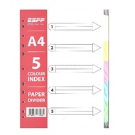 A4 White/ Colour Index PAPER Divider 5tabs/10tabs/12tabs  (min. 5 sets - allowed to mix)
