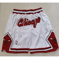 pockets available new NBA men’s Chicago Bulls CHICAGO just don big logo embroidery basketball shorts pants white
