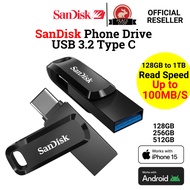Local Warranty -Sandisk Phone Drive Type C Thumb Drive Flash Drive Read Speed 100MB/s 64GB 128GB 256