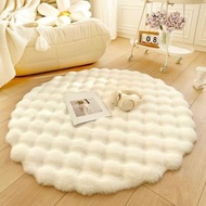 Faux Fur Round Rugs for Bedroom, Soft Plush Round Area Rug for Nursery, Shaggy Carpet for Living Roo