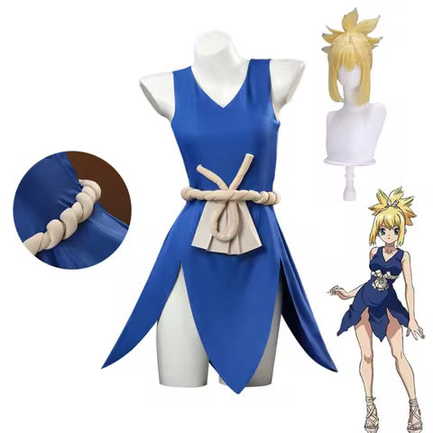 Amber Kohaku Cosplay Costume Dr.STONE Amber Kohaku Cosplay Costume Light Yellow Hair Synthetic Wig