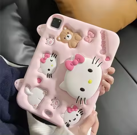 Cute Sanrio HelloKitty Full Body Silicone Case for IPad 9.7 10.2 11 Air 7 Pro 11 Kawaii Anime Cartoo