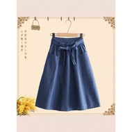 (KL-164 ) 58cm Women Midi Skirt Blue Denim Jeans Skirt