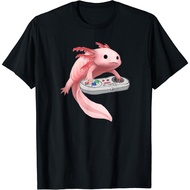 Axolotl Fish Playing Video Game White-Axolotl Lizard Gamers T-Shirt