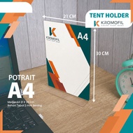 2MM STAND BROCHURE HOLDER TENT HOLDER/ A4 SIZE ACRYLIC TENT CARD/ 2 SIDES PORTRAIT A4 FILE HOLDER