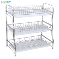 Kệ chén Inox 3 tầng Hobby home decor KC3T cao cấp khay nhựa hứng nước