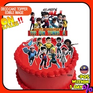 [CUSTOM NAME] Happy Birthday Cake Topper Ejen Ali Decoration Set Party Accessories Banner Hiasan Kek