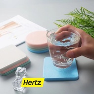 Hertz Cafe Stone Slab 10x10 Cm. Coaster Made From Light Soil Quick Drying Absorbs Water Quickly