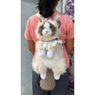 Ultimate silky faux fur fluffy cat bagpack choco ragdoll -sesiliayo