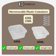 250ml/450ml Microwavable Food Container Bekas Plastik Makanan Dessert Box Cake Box Square Size
