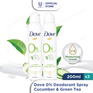 [Bundle of 2] Dove Zero 0% Aluminium Deodorant Spray Cucumber & Green Tea 200ml